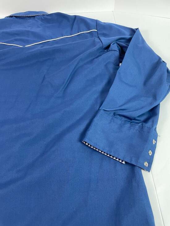 Vintage Fenton Permanent Press Blue Western Pearl Snap Shirt Mens Sz Large - Picture 12 of 12